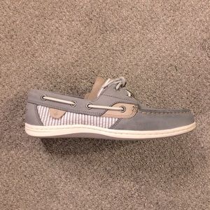 Grey sperry shoes